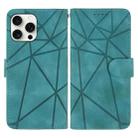 For iPhone 16 Pro Skin Feel Geometric Lines Leather Phone Case(Green) - 2