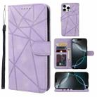 For iPhone 16 Pro Skin Feel Geometric Lines Leather Phone Case(Purple) - 1