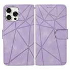 For iPhone 16 Pro Skin Feel Geometric Lines Leather Phone Case(Purple) - 2