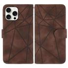 For iPhone 16 Pro Skin Feel Geometric Lines Leather Phone Case(Brown) - 2