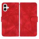 For iPhone 16 Plus Skin Feel Geometric Lines Leather Phone Case(Red) - 2