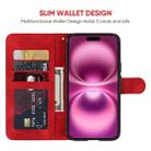 For iPhone 16 Plus Skin Feel Geometric Lines Leather Phone Case(Red) - 3