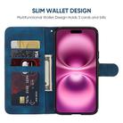 For iPhone 16 Plus Skin Feel Geometric Lines Leather Phone Case(Blue) - 3