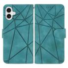 For iPhone 16 Plus Skin Feel Geometric Lines Leather Phone Case(Green) - 2