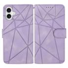 For iPhone 16 Plus Skin Feel Geometric Lines Leather Phone Case(Purple) - 2