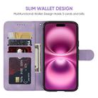 For iPhone 16 Plus Skin Feel Geometric Lines Leather Phone Case(Purple) - 3