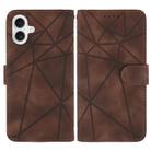 For iPhone 16 Plus Skin Feel Geometric Lines Leather Phone Case(Brown) - 2