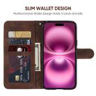 For iPhone 16 Plus Skin Feel Geometric Lines Leather Phone Case(Brown) - 3