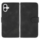 For iPhone 16 Skin Feel Geometric Lines Leather Phone Case(Black) - 2