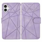 For iPhone 16 Skin Feel Geometric Lines Leather Phone Case(Purple) - 2