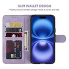 For iPhone 16 Skin Feel Geometric Lines Leather Phone Case(Purple) - 3