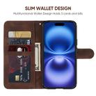 For iPhone 16 Skin Feel Geometric Lines Leather Phone Case(Brown) - 3