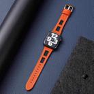 For Apple Watch SE 2023 44mm Mesh Calfskin Genuine Leather Watch Band(Orange) - 2