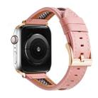 For Apple Watch Series 9 45mm Mesh Calfskin Genuine Leather Watch Band(Pink) - 1