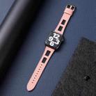 For Apple Watch Series 9 45mm Mesh Calfskin Genuine Leather Watch Band(Pink) - 2