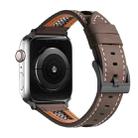 For Apple Watch Series 5 44mm Mesh Calfskin Genuine Leather Watch Band(Coffee) - 1