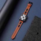 For Apple Watch Series 4 44mm Mesh Calfskin Genuine Leather Watch Band(Dark Brown) - 2