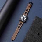 For Apple Watch Series 3 38mm Mesh Calfskin Genuine Leather Watch Band(Coffee) - 2