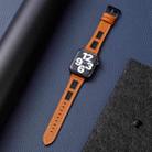For Apple Watch Series 3 38mm Mesh Calfskin Genuine Leather Watch Band(Light Brown) - 2