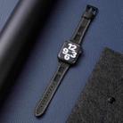 For Apple Watch Series 3 42mm Mesh Calfskin Genuine Leather Watch Band(Black) - 2
