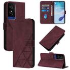 For TCL 50 5G Crossbody 3D Embossed Flip Leather Phone Case(Wine Red) - 1