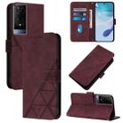 For TCL 50 XE 5G Crossbody 3D Embossed Flip Leather Phone Case(Wine Red) - 1