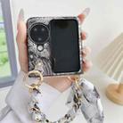 For OPPO Find N3 Flip Embroidery Style DIY Full Coverage Phone Case with Scarf / Bracelet(Pink) - 3