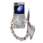 For Samsung Galaxy Z Flip5 Embroidery Style DIY Full Coverage Phone Case with Scarf / Bracelet(Grey) - 1