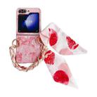 For Samsung Galaxy Z Flip5 Embroidery Style DIY Full Coverage Phone Case with Scarf / Bracelet(Pink) - 1