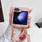 For Samsung Galaxy Z Flip5 Embroidery Style DIY Full Coverage Phone Case with Scarf / Bracelet(Pink) - 3