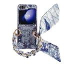 For Samsung Galaxy Z Flip5 Embroidery Style DIY Full Coverage Phone Case with Scarf / Bracelet(Blue) - 1