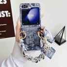 For Samsung Galaxy Z Flip5 Embroidery Style DIY Full Coverage Phone Case with Scarf / Bracelet(Blue) - 2