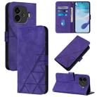 For vivo iQOO Z9 5G / iQOO Z9 Turbo 5G Crossbody 3D Embossed Flip Leather Phone Case(Purple) - 1