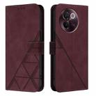 For vivo V30e 5G Global Crossbody 3D Embossed Flip Leather Phone Case(Wine Red) - 2