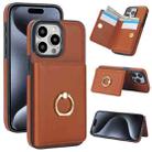 For iPhone 15 Pro RFID Anti-theft Card Ring Holder Phone Case(Brown) - 1