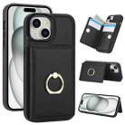 For iPhone 15 Plus RFID Anti-theft Card Ring Holder Phone Case(Black) - 1