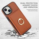 For iPhone 15 RFID Anti-theft Card Ring Holder Phone Case(Brown) - 2