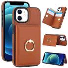For iPhone 14 Plus RFID Anti-theft Card Ring Holder Phone Case(Brown) - 1