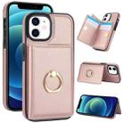For iPhone 14/13 RFID Anti-theft Card Ring Holder Phone Case(Rose Gold) - 1