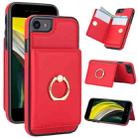 For iPhone SE 2022/SE 2020/6/7/8 RFID Anti-theft Card Ring Holder Phone Case(Red) - 1