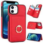 For iPhone 13 mini RFID Anti-theft Card Ring Holder Phone Case(Red) - 1