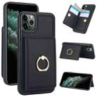 For iPhone 11 Pro Max RFID Anti-theft Card Ring Holder Phone Case(Black) - 1