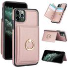 For iPhone 11 Pro Max RFID Anti-theft Card Ring Holder Phone Case(Rose Gold) - 1