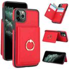 For iPhone 11 Pro RFID Anti-theft Card Ring Holder Phone Case(Red) - 1