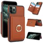 For iPhone 11 Pro RFID Anti-theft Card Ring Holder Phone Case(Brown) - 1