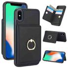 For iPhone XS / X RFID Anti-theft Card Ring Holder Phone Case(Black) - 1