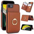 For iPhone 8 Plus / 7 Plus RFID Anti-theft Card Ring Holder Phone Case(Brown) - 1