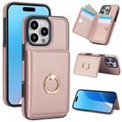 For iPhone 16 Pro Max RFID Anti-theft Card Ring Holder Phone Case(Rose Gold) - 1