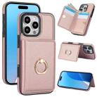 For iPhone 16 Pro RFID Anti-theft Card Ring Holder Phone Case(Rose Gold) - 1