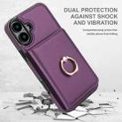 For iPhone 16 Plus RFID Anti-theft Card Ring Holder Phone Case(Dark Purple) - 2